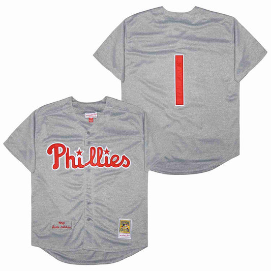 Philadelphia Phillies #1 Richie Ashburn Phillies 1 Hemp Gray 1950 Retro