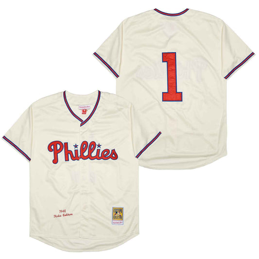 Philadelphia Phillies #1 Richie Ashburn Phillies 1 Off-White 1948 Retro