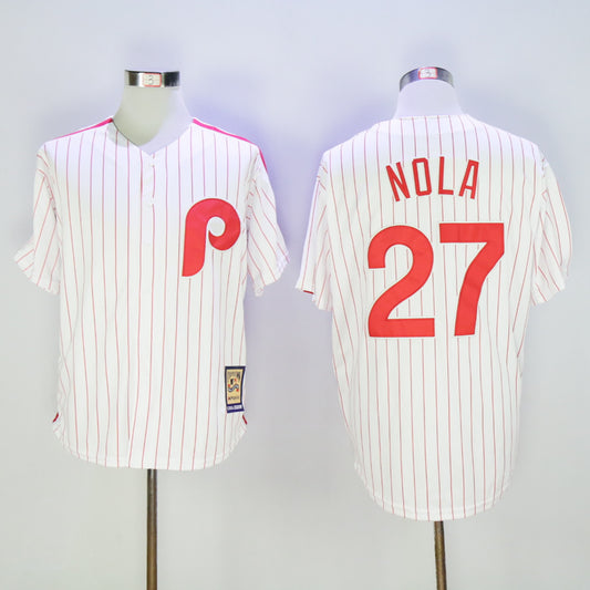 Philadelphia Phillies #27 Aaron Nola Phillies 27 White Red Retro Fan Edition Style 2