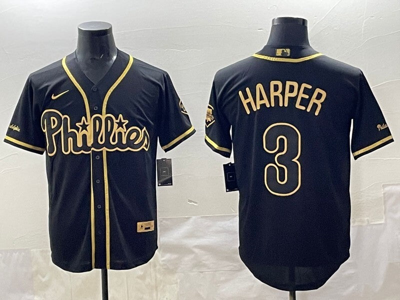 Philadelphia Phillies #3 Bryce Harper Phillies Retro Gold Text Style 2