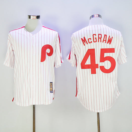 Philadelphia Phillies #45 Phillies 45 White Red Retro Fan Edition