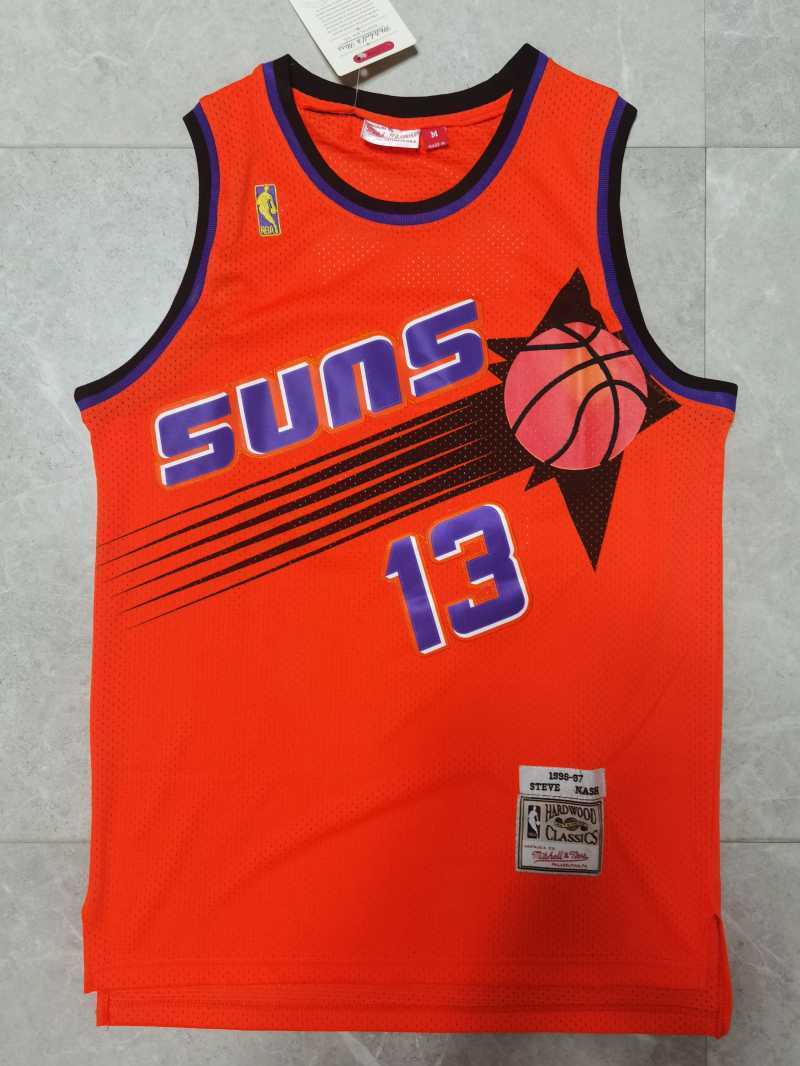 Phoenix Suns #13 Steve Nash Suns Team 13 # Orange Red Retro Jersey Style 2