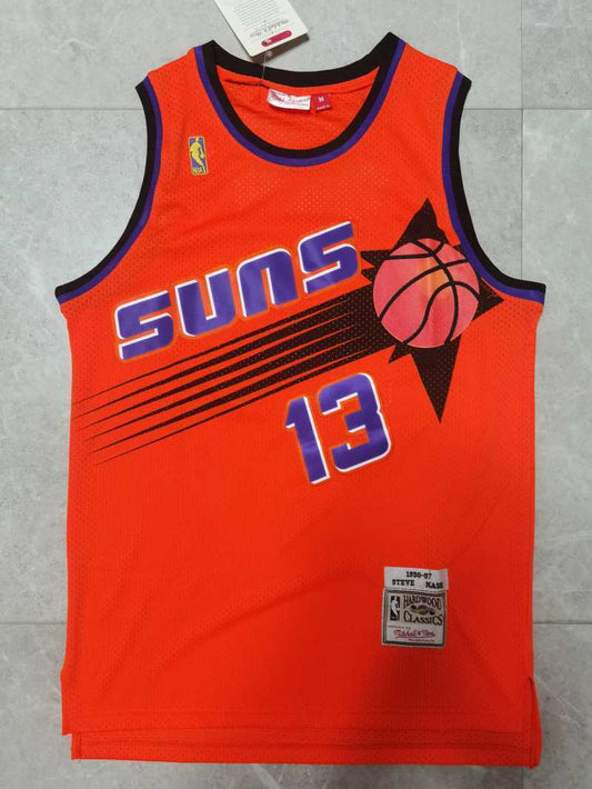 Phoenix Suns #13 Steve Nash Suns Team 13 # Orange Red Retro Jersey Style 2