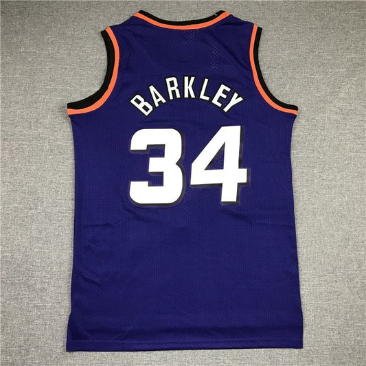 Phoenix Suns #34 Charles Barkley Suns 34 Purple Gold Logo Style 2
