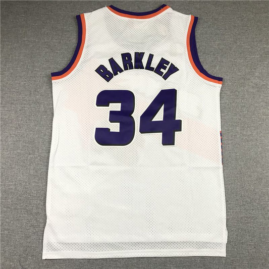 Phoenix Suns #34 Charles Barkley Suns 34 White Gold Logo Style 2