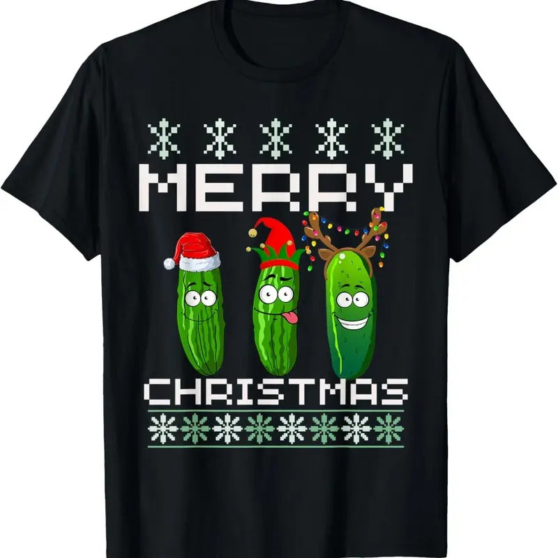 Pickle Lover Xmas Lighting Santa Ugly Pickle Christmas T-Shirt Hoodie, Sweatshirt | InkThreadWorks.com