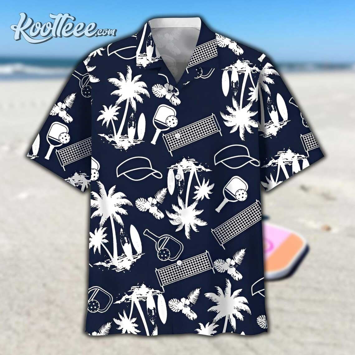 Pickleball Paddle Mesh Surf Cap Summer Hawaiian Shirt