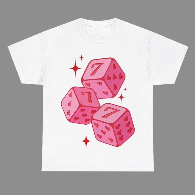 Pink 777 Fun Dice Print Cotton T-Shirt Y2k Fashion Streetwear Hoodie, Sweatshirt | InkThreadWorks.com