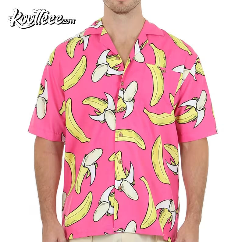 Pink Bananas Funny Hawaiian Shirt