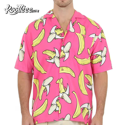 Pink Bananas Funny Hawaiian Shirt