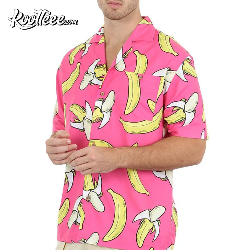 Pink Bananas Funny Hawaiian Shirt