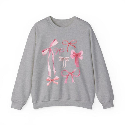 Pink Bow Crewneck Sweatshirt T-Shirts, Hoodie | InkThreadWorks.com