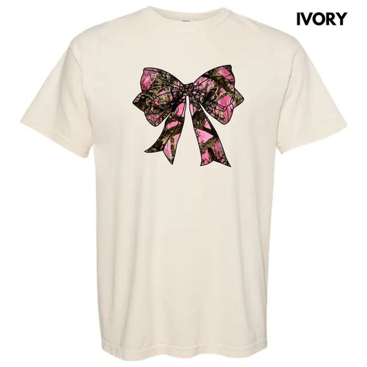 Pink Camouflage Bow Comfort Colors T-Shirt 'NLB' Hoodie, Sweatshirt | InkThreadWorks.com