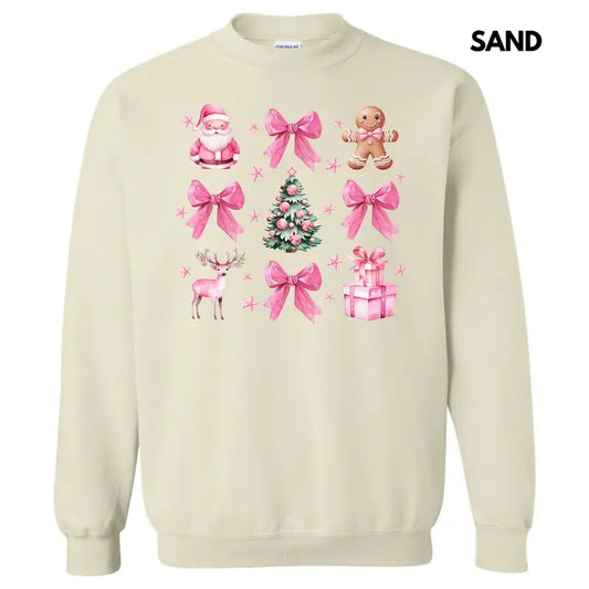 Pink Coquette Christmas Collage Sweatshirt 'NLB' T-Shirts, Hoodie | InkThreadWorks.com