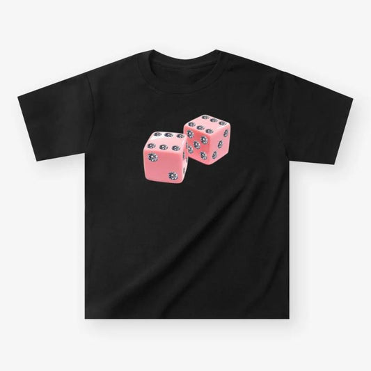 Pink Diamond Dice Graphic Tee, Vintage Graphic Tee, Y2k Clothing, Unisex Cotton Crewneck T-Shirt - Medium, Short Sleeve, Casual Streetwear Printed Tee
