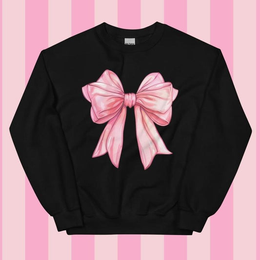 Pink Girly Coquette Bow Crewneck - Unisex Apparel Relaxed Fit Printed In The USA Clothing Womenswear Casual Comfort...