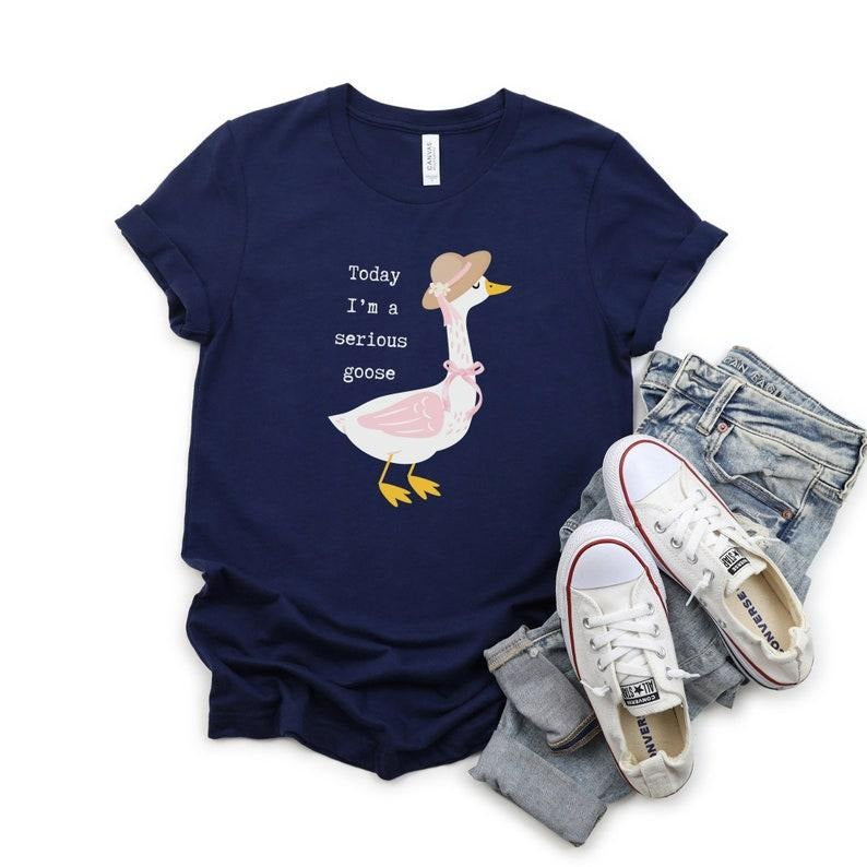 Pink Goose Today I'm A Serious Goose Silly Goose shirt, Duck Shirt For Women, Funny gift for her Mother's Day Tshirt