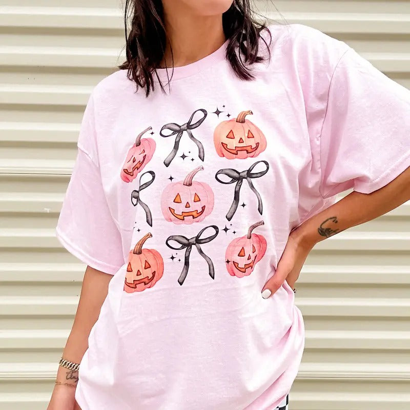 Pink Jack O Lanterns Graphic Top