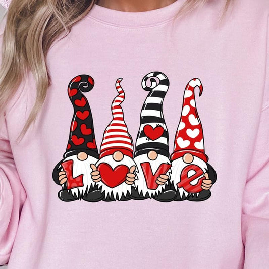 Pink Love Gnome Unisex Gildan Sweatshirt T-Shirts, Hoodie | InkThreadWorks.com