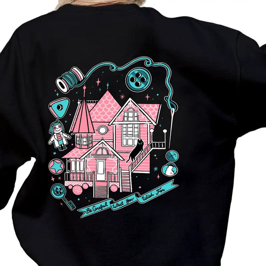 Pink Palace Sweatsuits, Be Careful What Your Wish For Sweatshirt Hoodie, Coraline Sweatsuits, Horror Movie Coraline, Halloween Movies, Christmas Gift