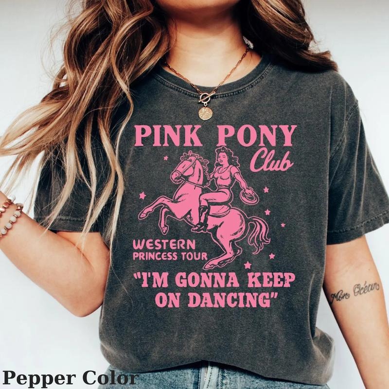 Pink Pony Club T-shirt, Midwest Princess Tour T-shirt, Sapphic Lesbian Pride Music T-shirt, Keep On Dancing T-shirt, WLW Pride Music T-shirt, Gift For Men Women, Menswear Womenswear Streetwear Cotton Comfort