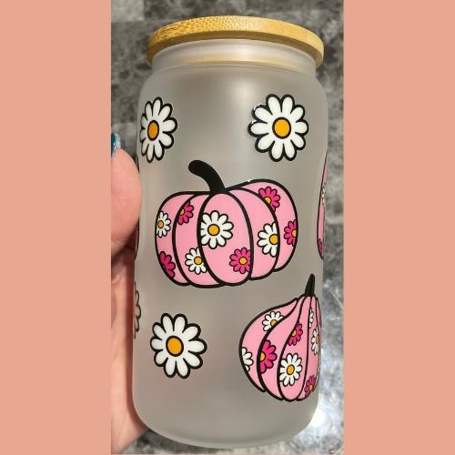 Pink Pumpkins & Daisies Libby Glass T-Shirts, Hoodie, Sweatshirt | InkThreadWorks.com