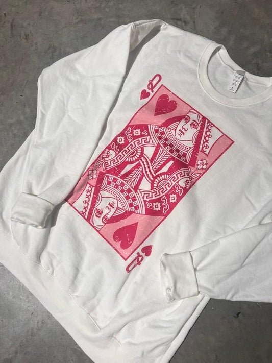 Pink Queen Of Hearts Graphic Sweatshirtstyle{n002}2