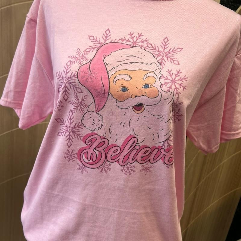 Pink Santa Tee Hoodie, Sweatshirt | InkThreadWorks.com