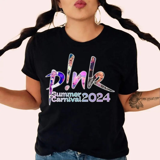 Pink Shirt, Summer Carnival 2024, Trustfall Album Tee, Pink Tour, Music Festival Shirt, Pink Music Clothing, Cotton Crewneck Tee, Full Sizes, Full Colors, Unisex T-shirt for Men and Women, Classic Menswear, Womenswear Top Collar