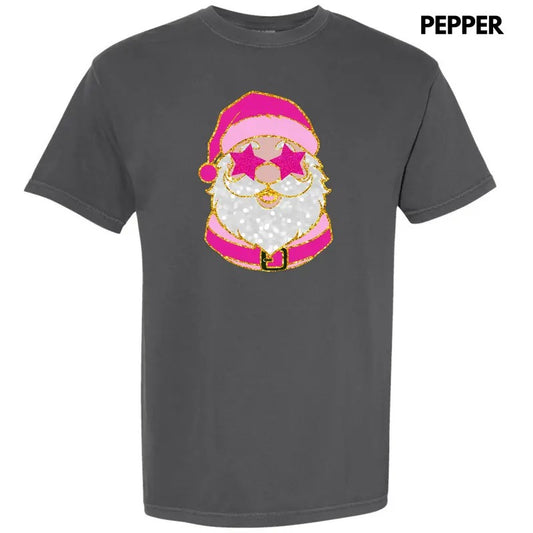 Pink Star Eyes Santa FAKE Glitter Comfort Colors T-Shirt 'NLB' Hoodie, Sweatshirt | InkThreadWorks.com