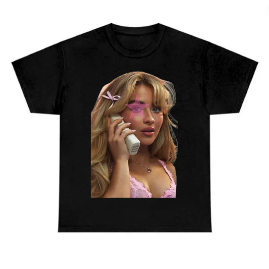 Pink Star Sabrinaaaa T-shirt, Graphic Fan Gift Tee Cotton Fabric