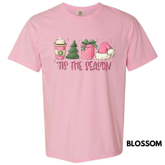 Pink Tis The Season Christmas Comfort Colors T-Shirt Hoodie, Sweatshirt | InkThreadWorks.com