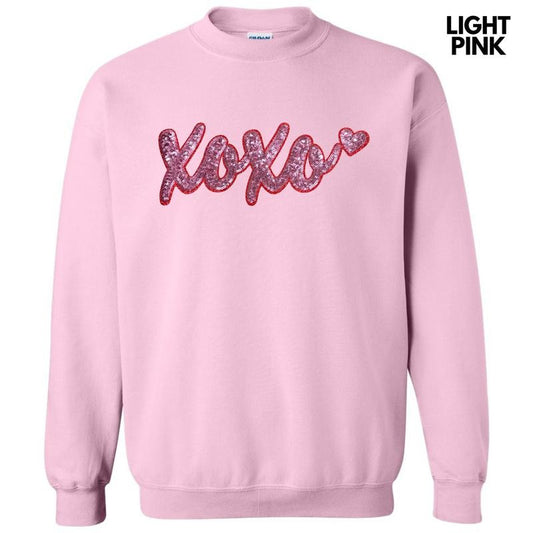 Pink XOXO Sequin Patch Sweatshirt T-Shirts, Hoodie | InkThreadWorks.com