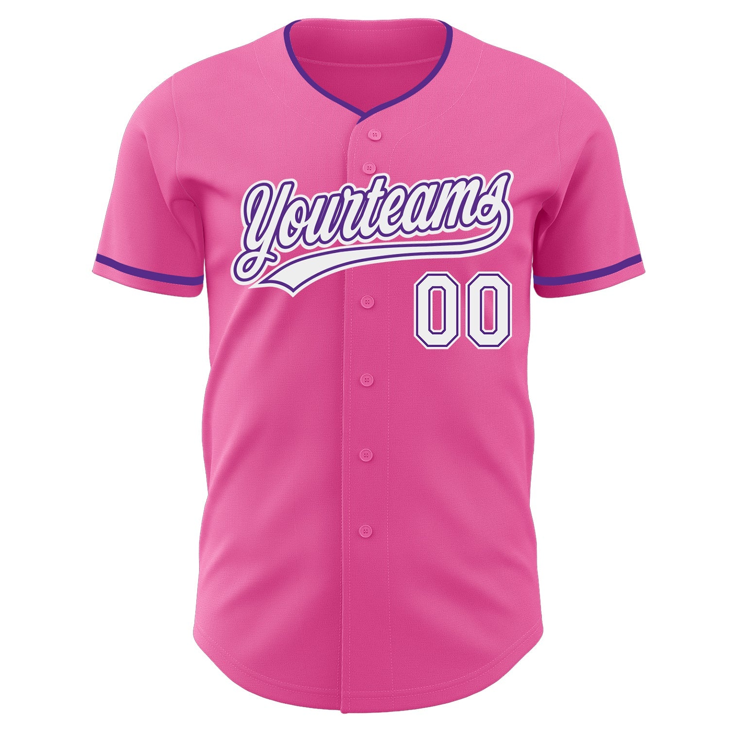 Custom Pink White-Purple Authentic Baseball Jersey
