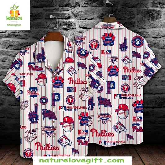 Philadelphia Phillies Hawaiian Shirt Pinstripe Pride MLB Baseball Aloha Shirt
