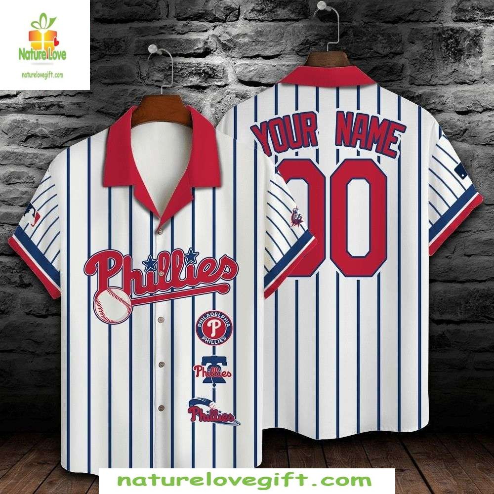 Philadelphia Phillies Hawaiian Shirt Custom Pinstripe Pride Baseball Jersey