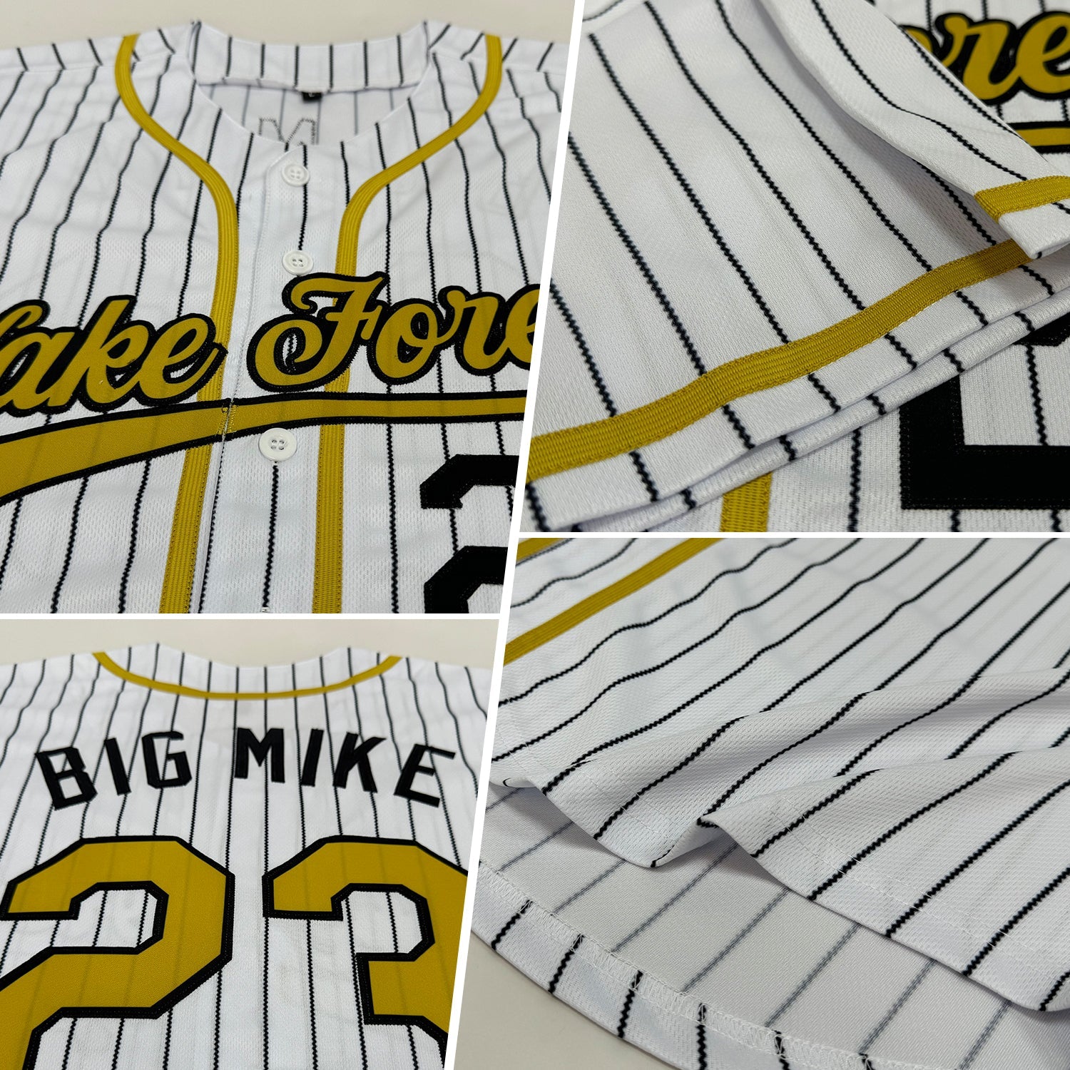 Custom White Navy Pinstripe Orange-Navy Authentic Baseball Jersey
