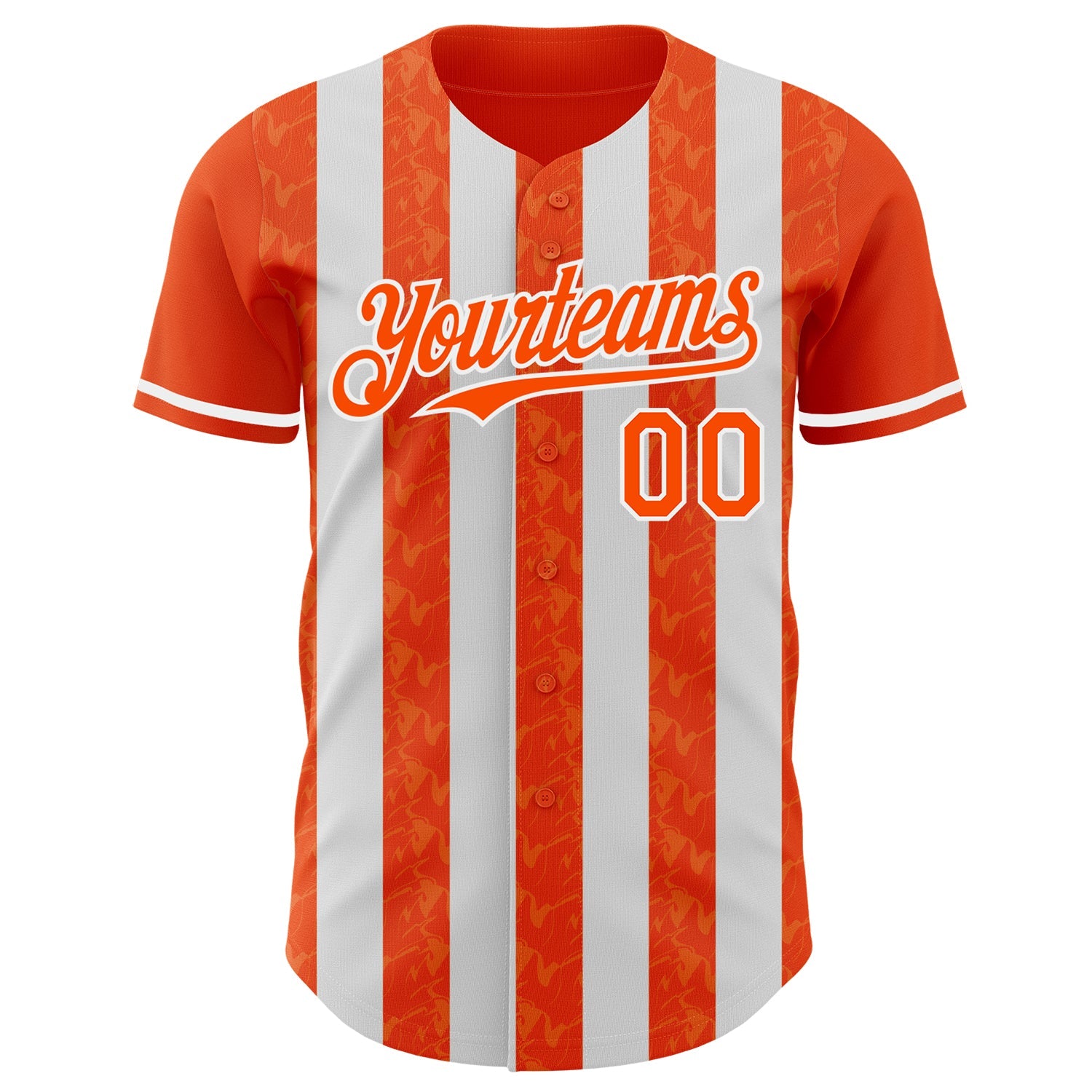 Custom Orange-White Classic Vertical Stripe Fluid Liquid Texture Authentic Baseball Jersey
