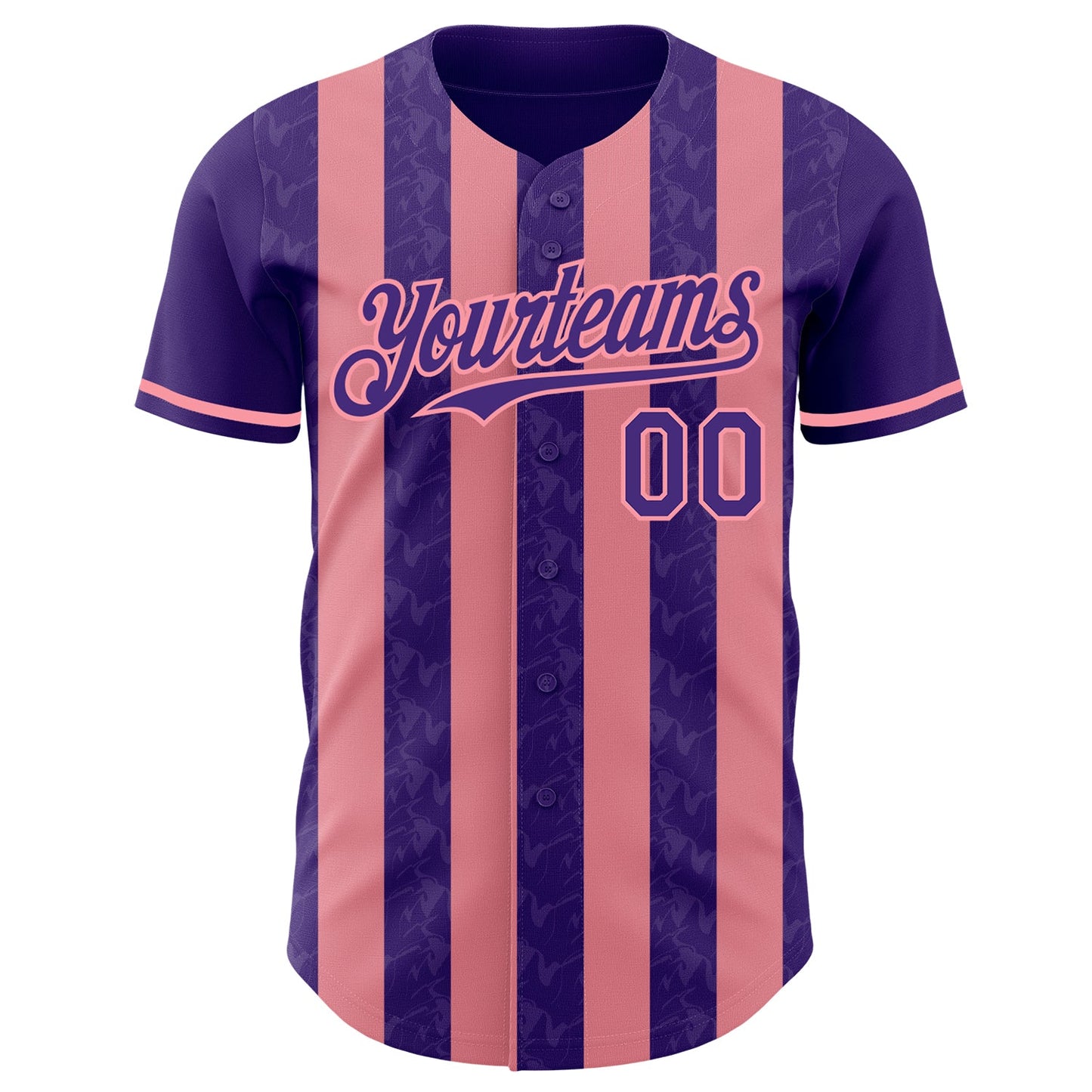 Custom Purple-Medium Pink Classic Vertical Stripe Fluid Liquid Texture Authentic Baseball Jersey