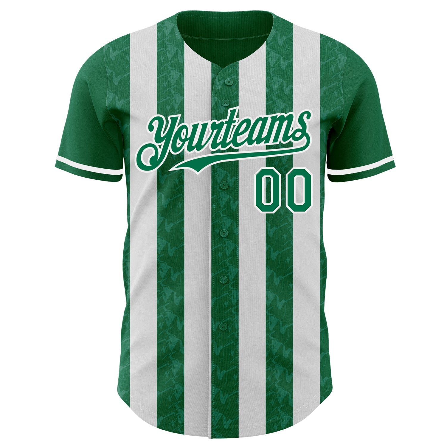 Custom Kelly Green-White Classic Vertical Stripe Fluid Liquid Texture Authentic Baseball Jersey