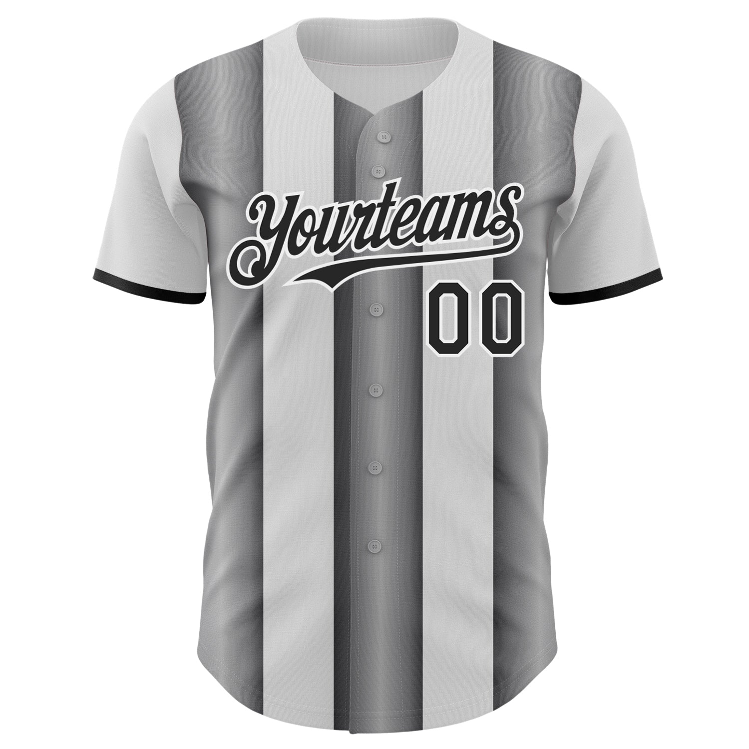 Custom White Black-Steel Gray Gradient Vertical Stripe Argentina Style Authentic Baseball Jersey