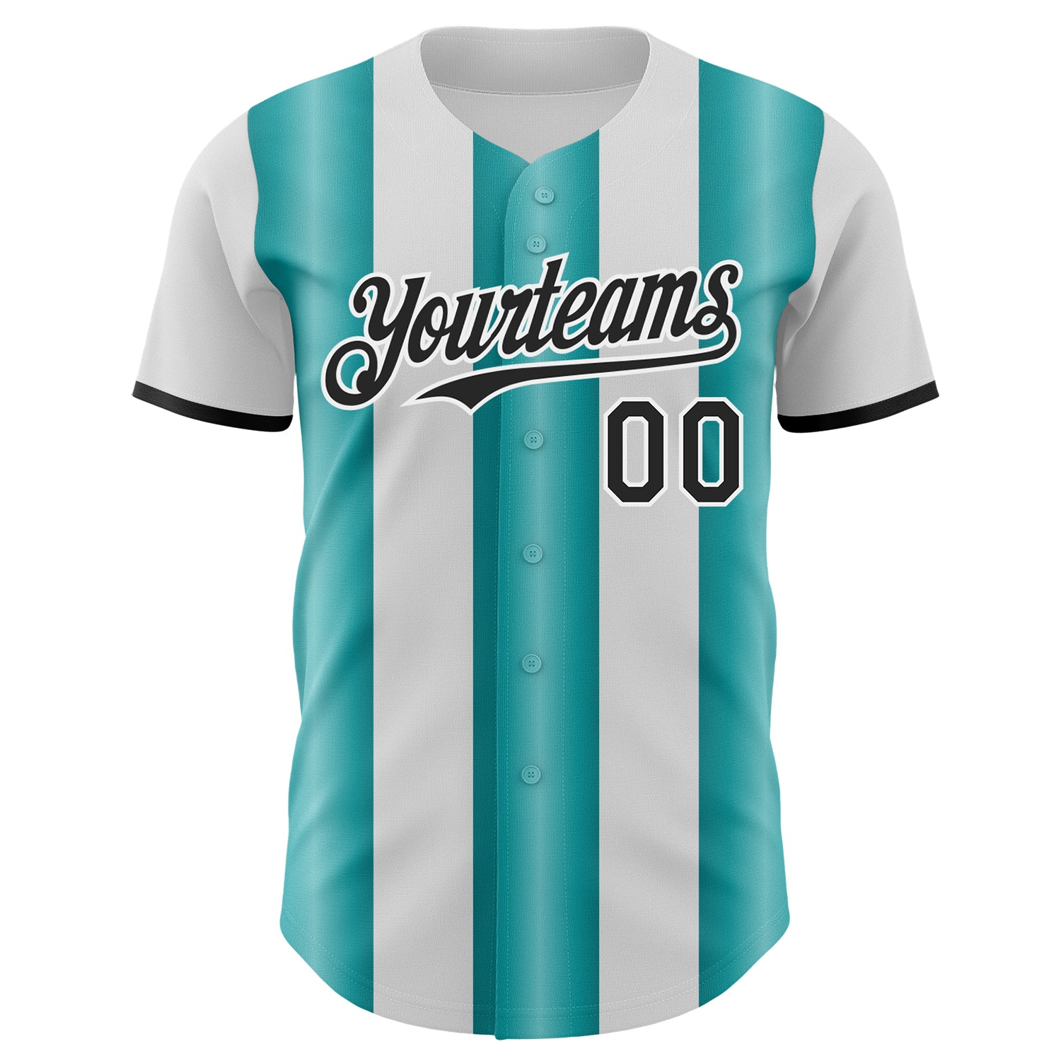 Custom White Black-Teal Gradient Vertical Stripe Argentina Style Authentic Baseball Jersey