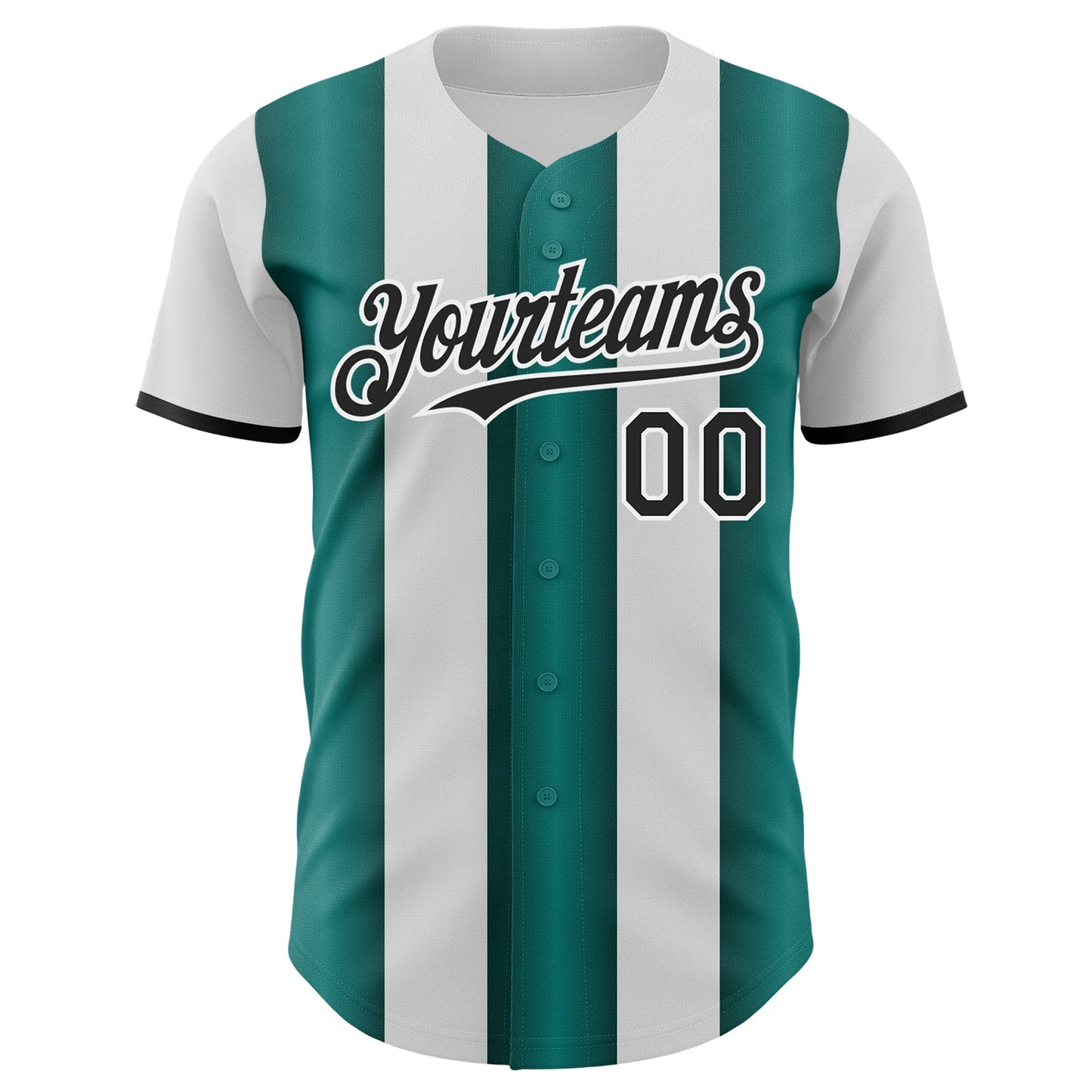 Custom White Black-Midnight Green Gradient Vertical Stripe Argentina Style Authentic Baseball Jersey