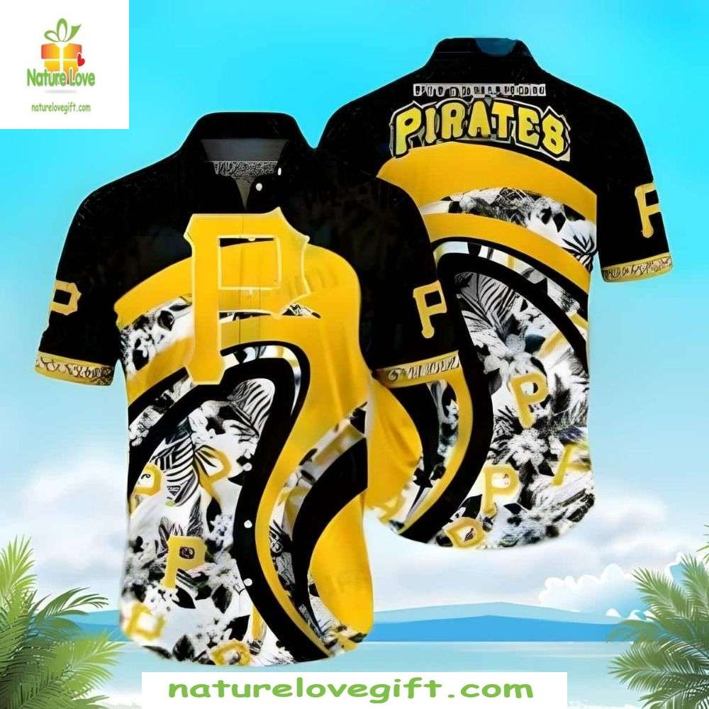Pittsburgh Pirates Hawaiian Shirt Abstract Wave Stylish Baseball Apparel
