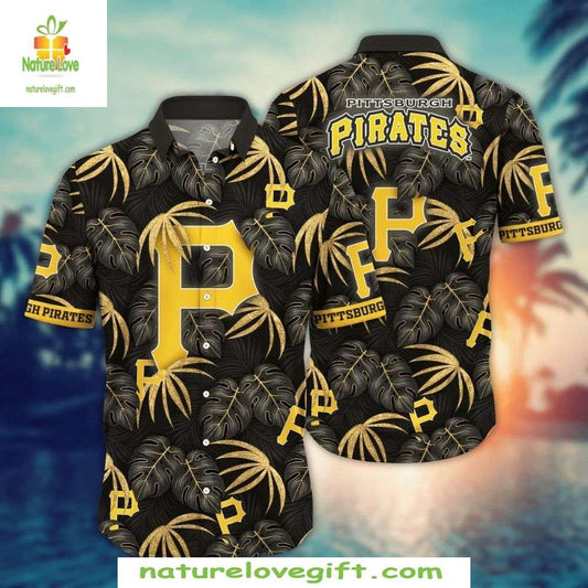 Pittsburgh Pirates Hawaiian Shirt MLB Midnight Tropics Baseball Apparel