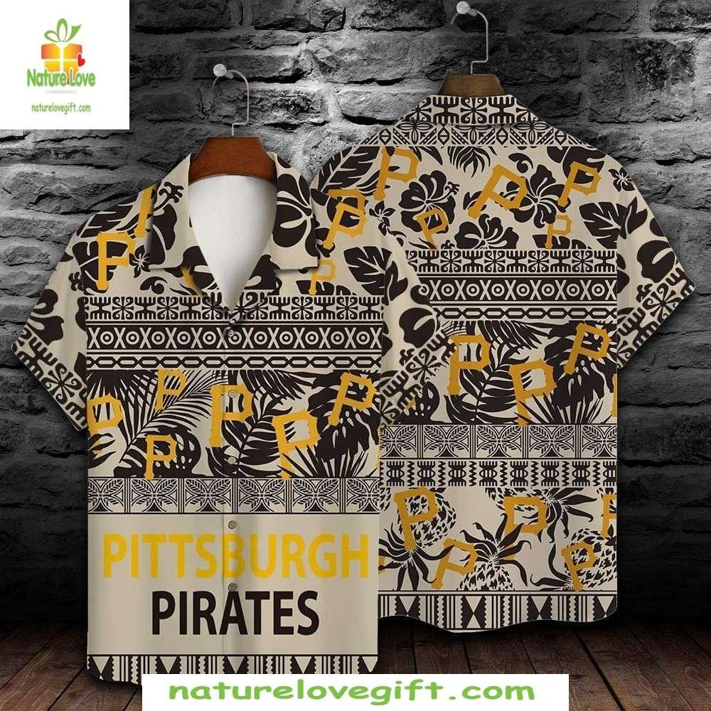 Pittsburgh Pirates Hawaiian Shirt Tropical Leaves XO Pattern Baseball Apparel