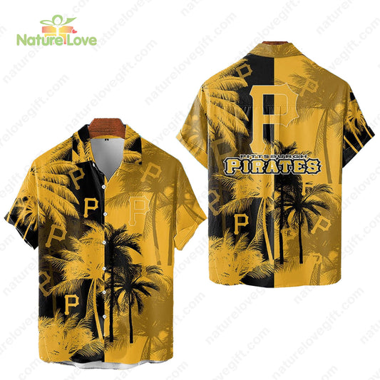 Pittsburgh Pirates Tropical Palm Trees MLB Hawaiian Shirt