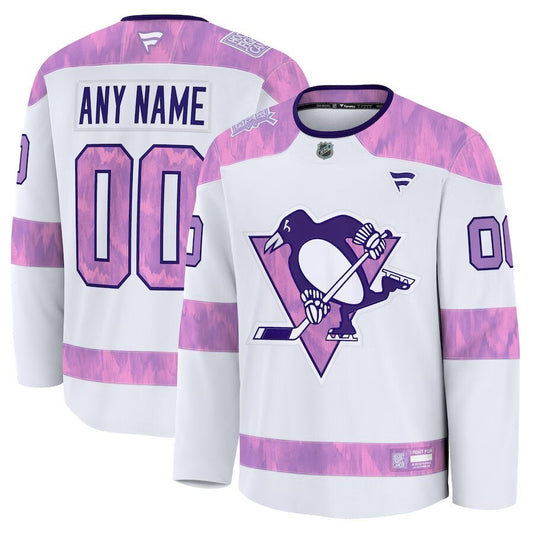 Pittsburgh Penguins Fanatics 2024 Hockey Fights Cancer Custom Practice Jersey - White