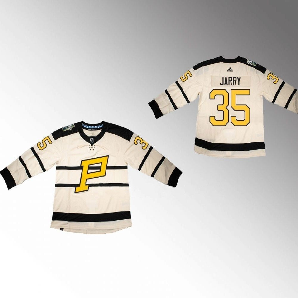Pittsburgh Penguins #35 Tristan Jarry 2023 Winter Classic Primegreen Cream Jersey