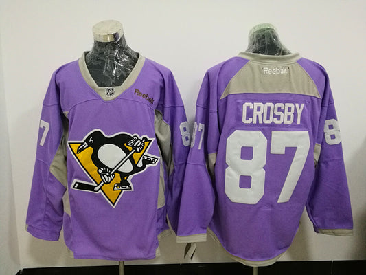 Pittsburgh Penguins #87 Sidney Crosby Purple Breast cancer